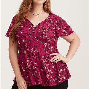 torrid Tops - TORRID FLORAL PRINT GEORGETTE FLUTTER SLEEVE torrid Tops - TORRID FLORAL PRINT GEORGETTE FLUTTER SLEEVE